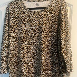 Kim Rogers Animal Print Long Sleeve Top XL